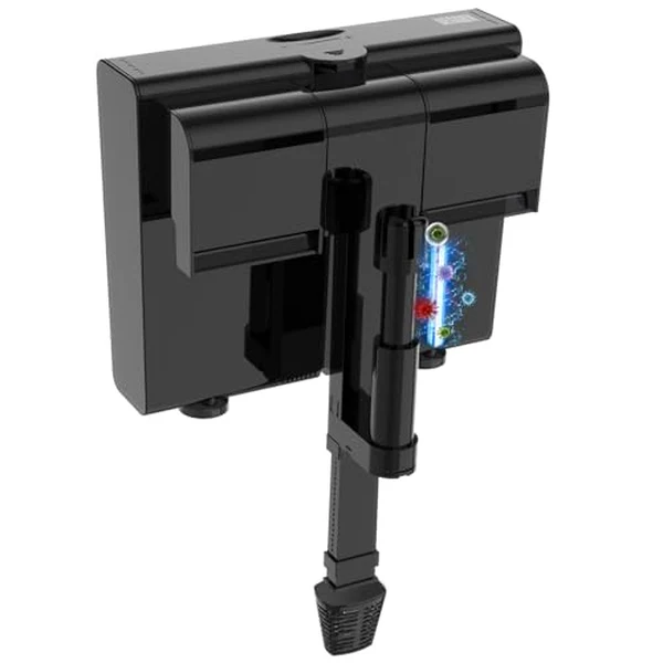 DEGGOX UV hang on back aquarium filter with surface skimmer