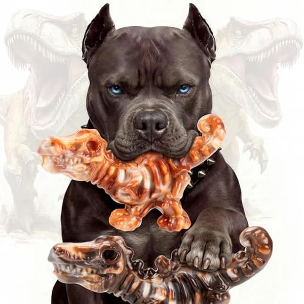 DinoBone two pack nylon dinosaur bone dog chew toys for large dogs