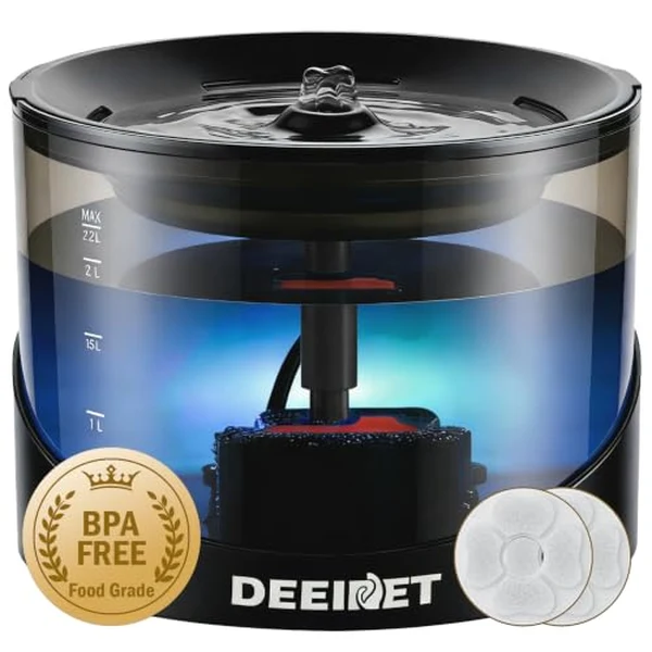DEEIPET bubbling cat water fountain with 360 degree drinking area
