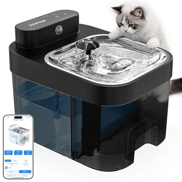 HAPAW wireless cat water fountain with wastewater separation and app monitoring