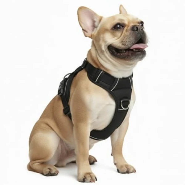 PAWFLOW no pull dog harness with two leash clips and a control handle