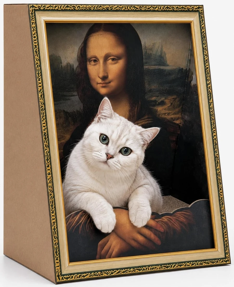 Oxfraki Mona Lisa 3-in-1 Cardboard Cat House
