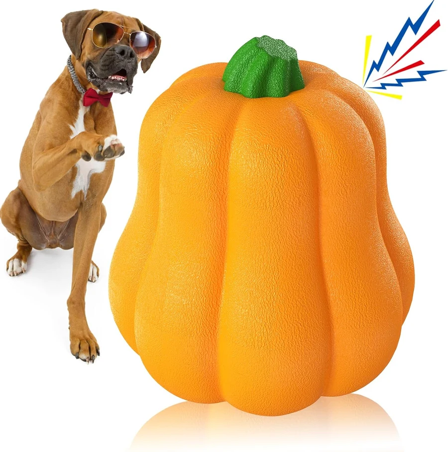 TLKNG Large Pumpkin Squeaky Dog Toy