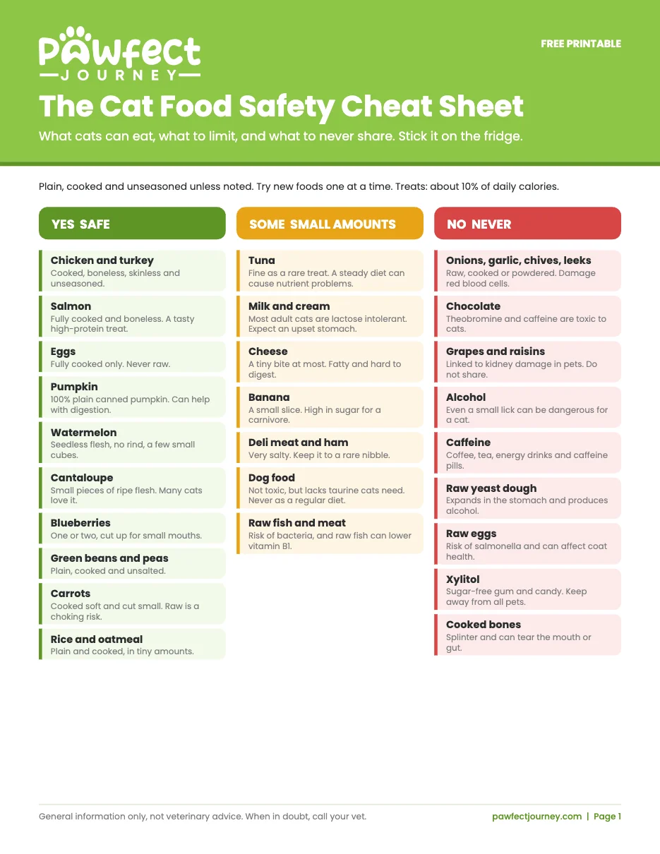 Cat Food Safety Cheat Sheet preview