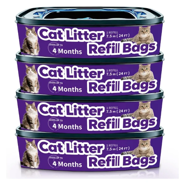Oimsoit Jumbo Litter Genie Compatible Refill Bags (4-Pack)