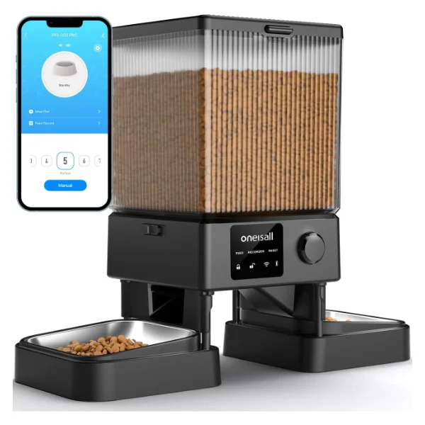 oneisall 5G WiFi automatic cat feeder for 2 cats